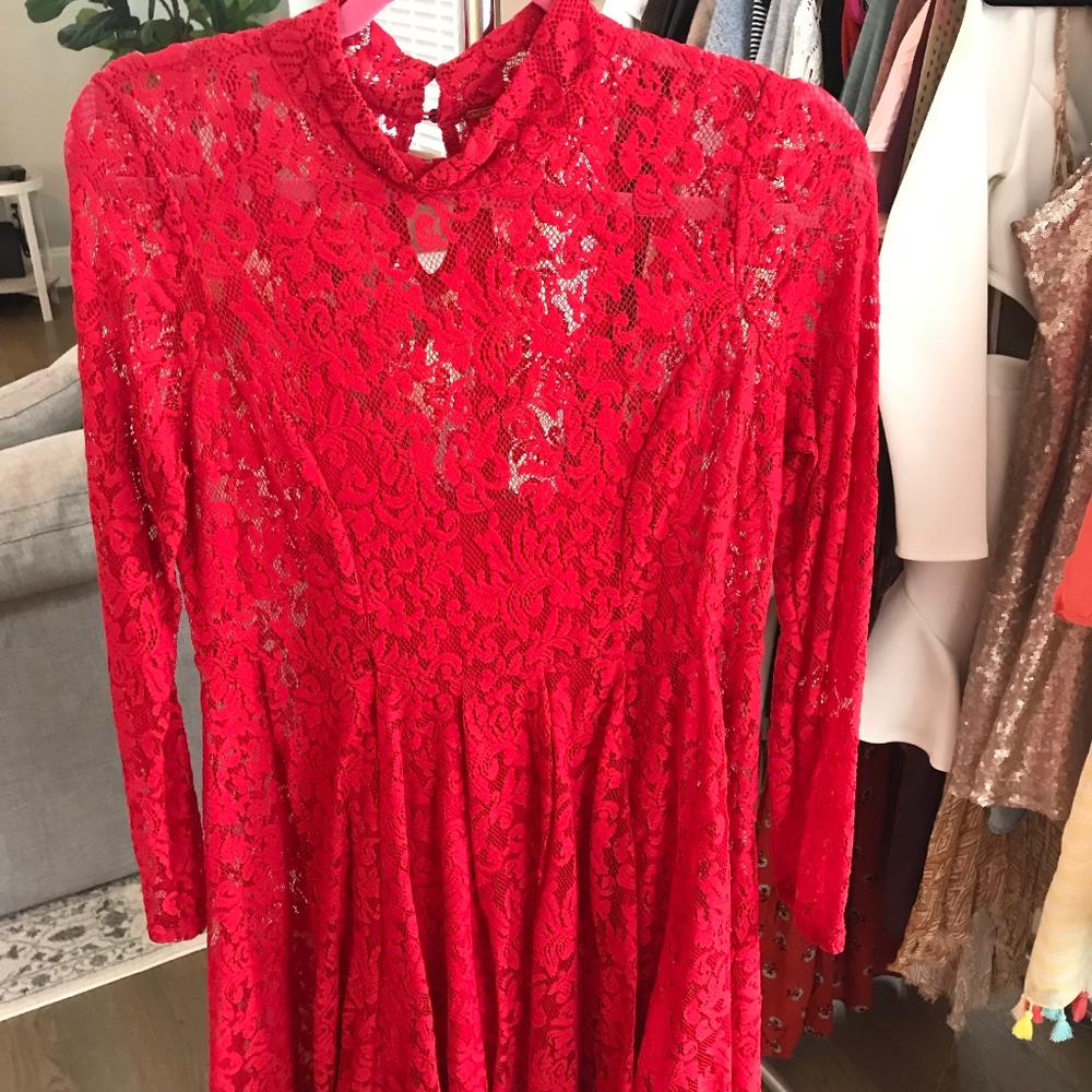 Free People Lace Dress with keyhole back